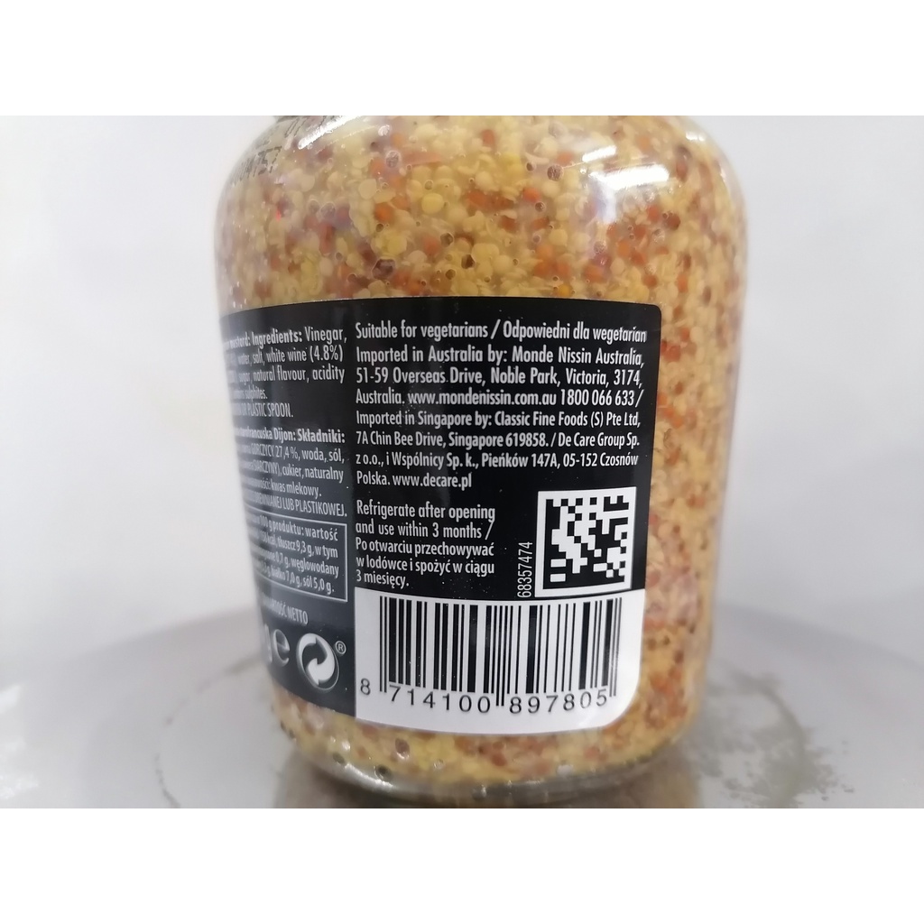 [Lọ nhỏ 210g – NGUYÊN HẠT] MÙ TẠT VÀNG [France] Dijon MAILLE Wholegrain Mustard (anm-hk)