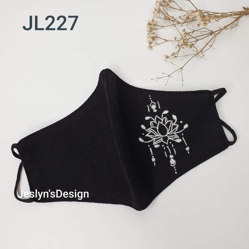 Khẩu trang thêu tay vải linen cho nam JL227