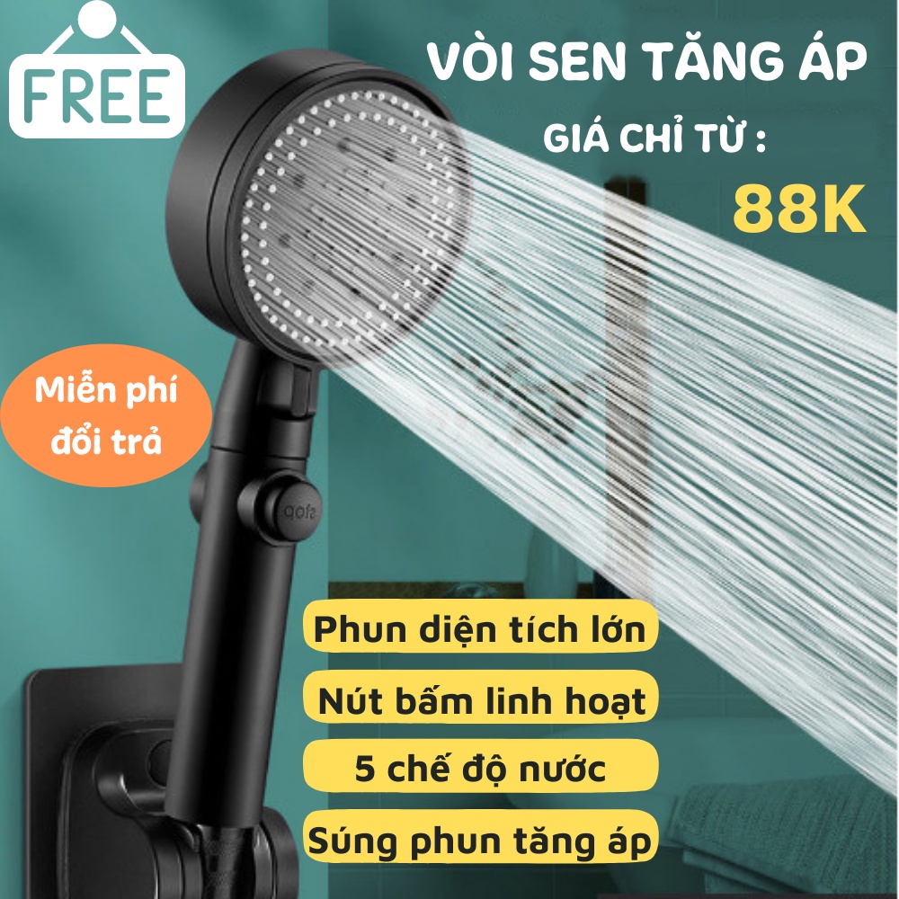 Vòi Sen Tăng Áp Vòi Hoa Sen Lực Xịt Mạnh Tay Cầm Chắc Chắn TIME HOME