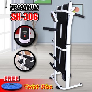 Máy chạy bộ cơ - KHÔNG DÙNG ĐIỆN đa năng Treadmill SH-306 5 in 1 tặng kèm đĩa xoay eo cao cấp 360 độ