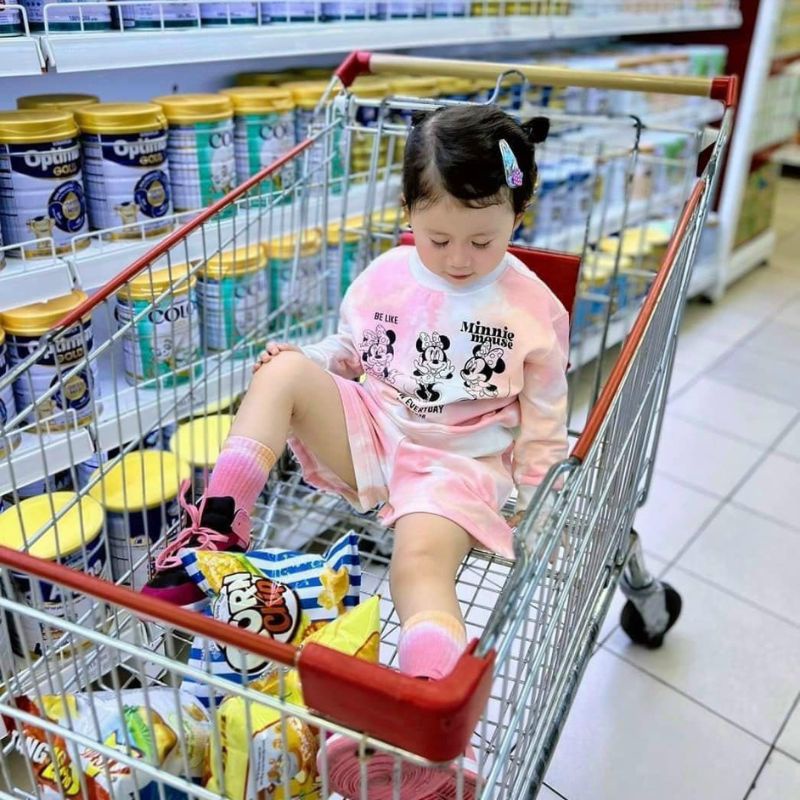 Bộ nỉ cho bé bộ nỉ mickey áo dài tay quần cộc phong cách thu đông cá tính cho bé gái jimado