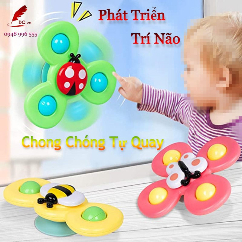 Bộ 3 Chong Chóng Gắn Tường Hít Chân Không Vui Chơi Quà Tặng Phát Triển Trí Não Cho Bé