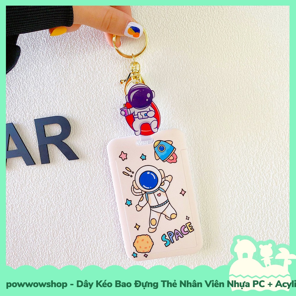 [Sẵn VN - Hỏa Tốc] Dây Kéo Bao Đựng Thẻ Nhân Viên Nhựa PC + Acrylic Phong Cách Không Gian Phi Hành Gia Astronaut