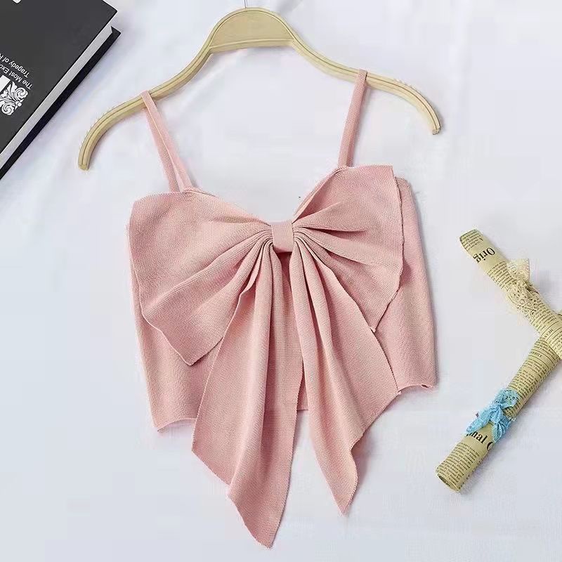 COZOKC Áo Hai Dây Dáng Ngắn Thắt Nơ Lưng Thời Trang Mùa Hè Cho Nữ