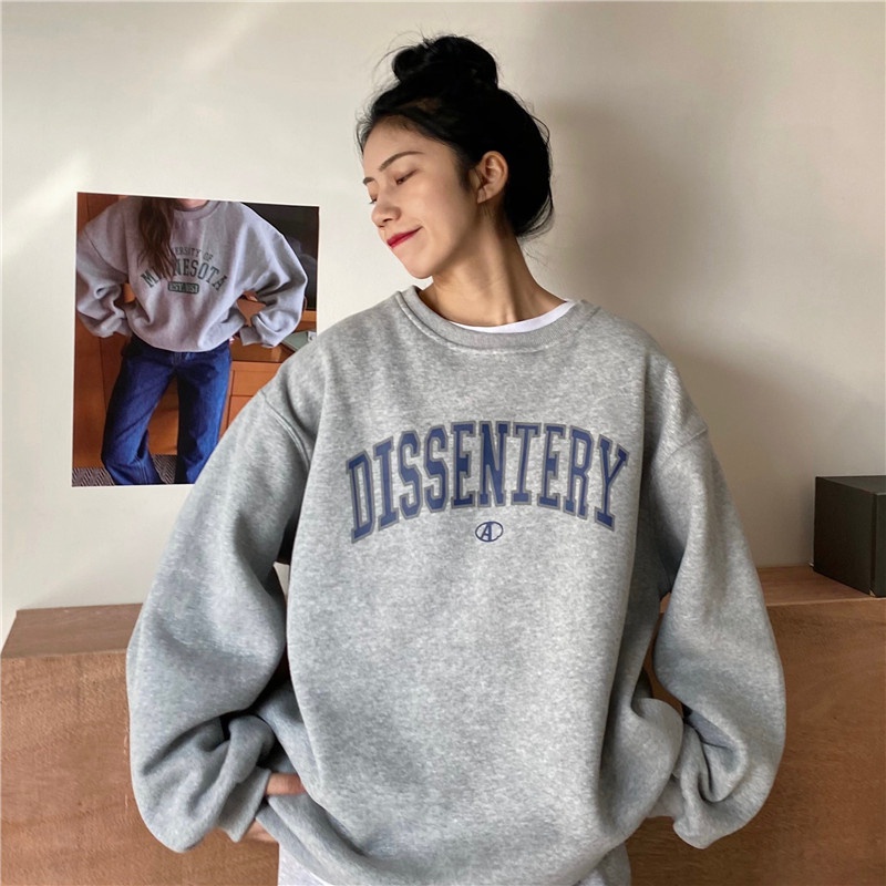 Áo Sweater Dáng Rộng In Họa Tiết Thời Trang Thu Đông Hàn Quốc Mới size Lớn Cho Nữ