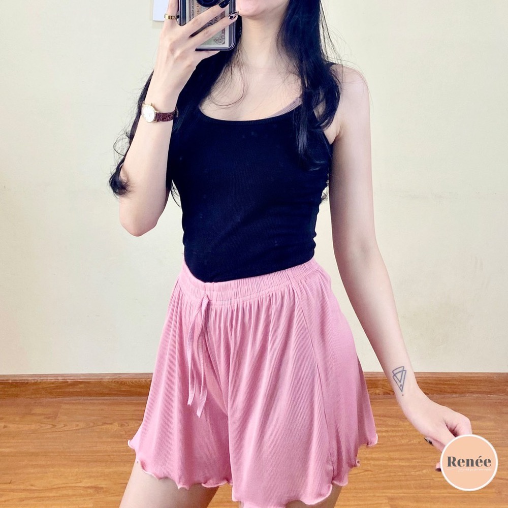 Quần Short Nữ RENEE - Quần Đùi Nữ Mùa Hè Chất Len Tăm Lạnh Chất Mịn Mặc Cực Mát - QB01