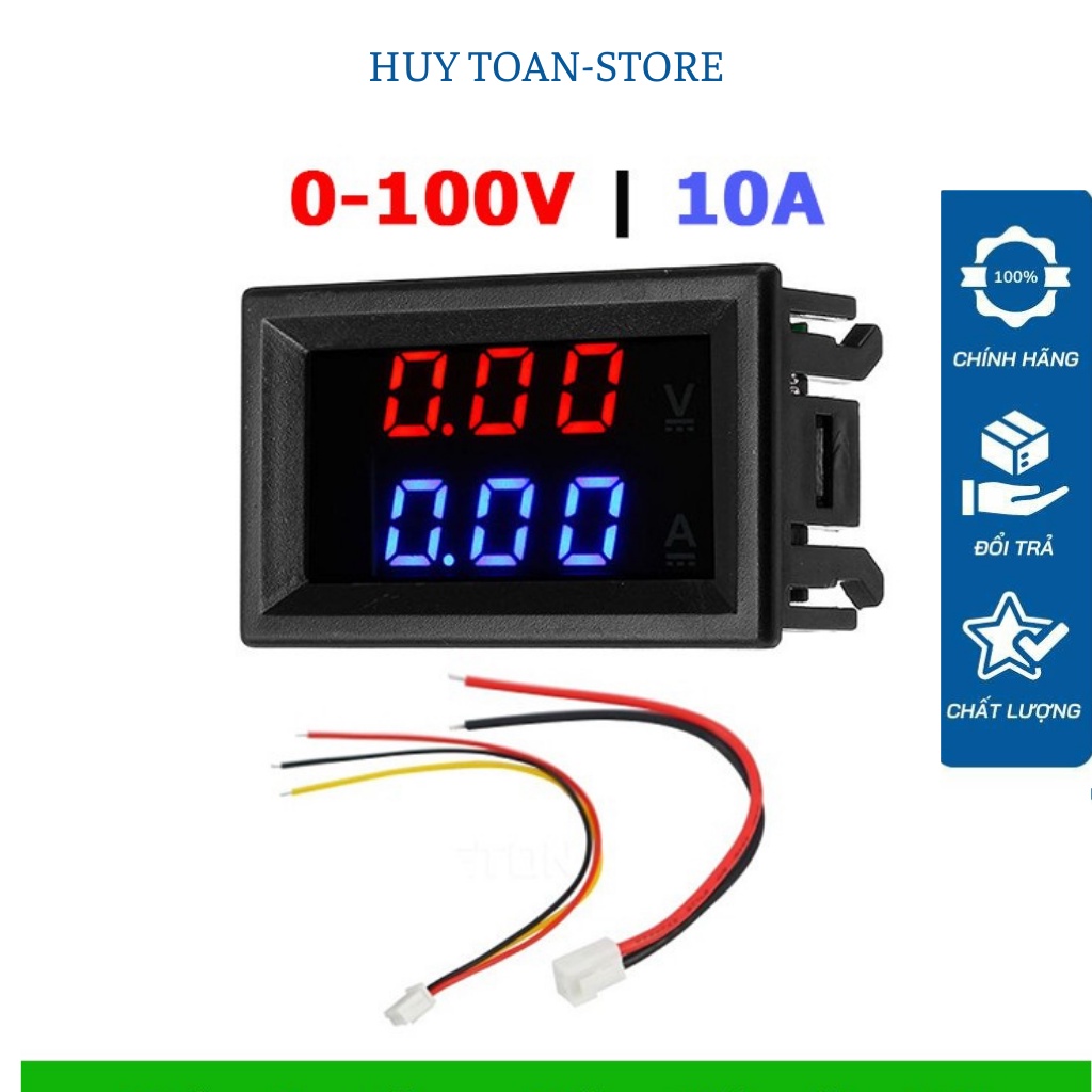 Đồng hồ đo dòng điện điện áp DC một chiều 0-100V 10A đo pin năng lượng mặt trời sạc điện thoại