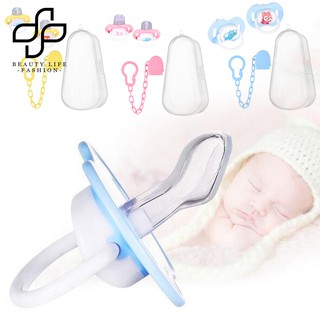 💕sản phẩm cho con bú mẹ💕bộ núm vú giả cho bé hoạt hình núm vú giả silicon + bộ dây xích cho bé ngủ chơi miệng