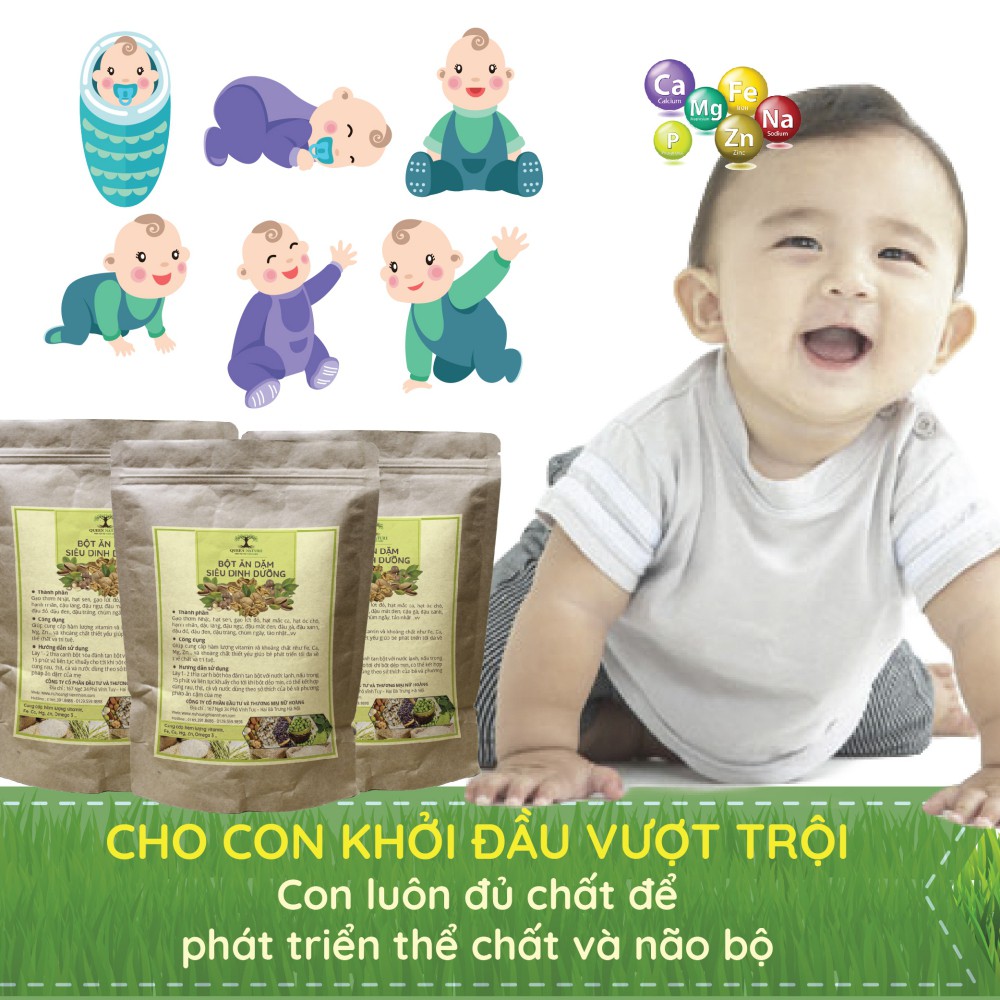 BỘT ĂN DẶM TĂNG CÂN CHO BÉ MỚI TẬP ĂN QUEEN NATURE ( 20 HẠT 650G)