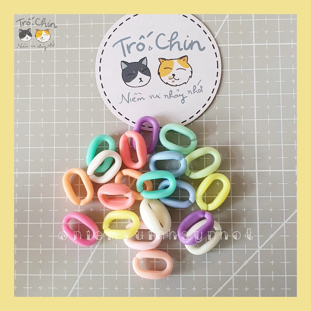 Set 10 mắt xích Chubby sò úp màu pastel size 16*11mm