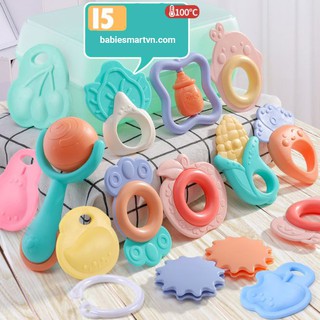 [Gặm NƯỚU] 15 chi tiết Bộ Dụng Cụ Đồ Chơi- treo nôi -  Hình Các Loại Quả Củ Cho Trẻ từ 01 tháng tuổi- cao su mềm an toàn