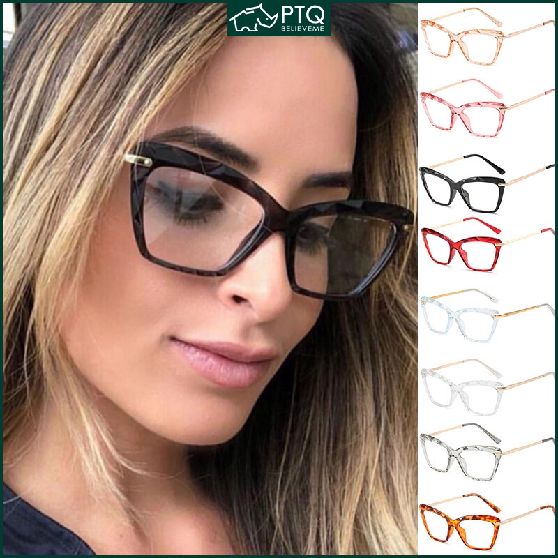 Mắt Kính Gọng Mắt Mèo Nhiều Mặt Trong Suốt Phong Cách Âu Mỹ Cổ Điển Thời Trang Unisex