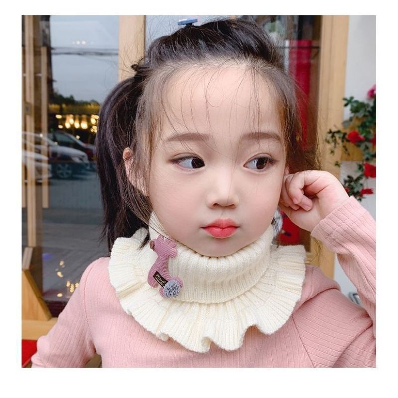 Khăn ống viền bèo đính hươu siêu xinh cho bé gái