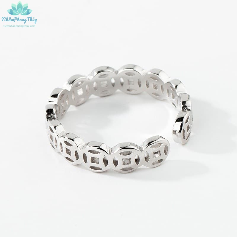 Nhẫn Kim Tiền Bạc Ý S925 - Freesize
