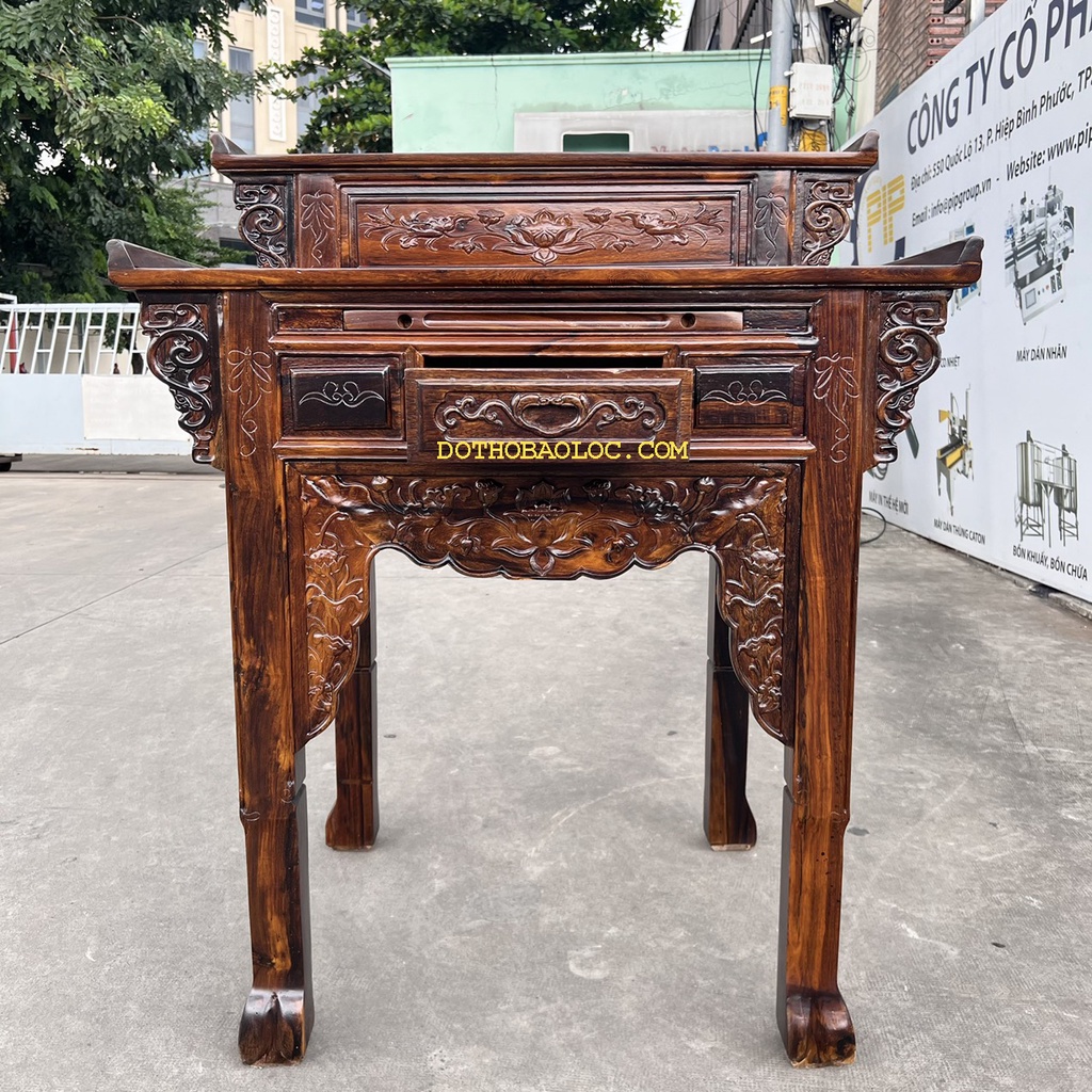 Bàn thờ gia tiên gỗ muồng 2 tầng ngang 1m07