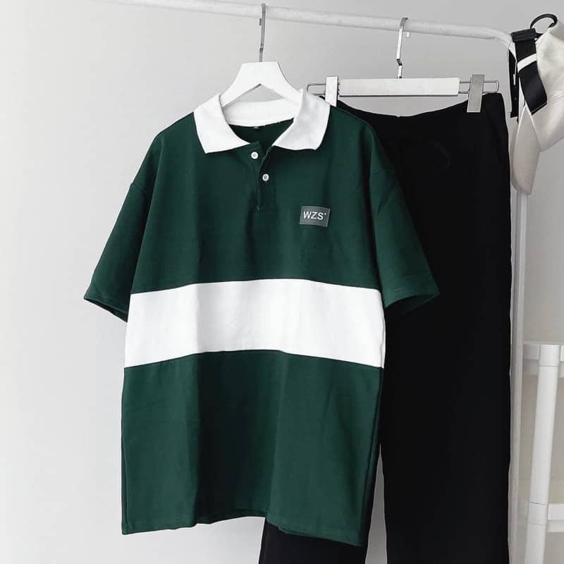 Áo Polo Unisex WZS màu XANH LÁ/ ĐEN/ TRẮNG form rộng ✳️ Chất thun da cá, form nam nữ unisex/Áo thun có cổ Jaystoree2