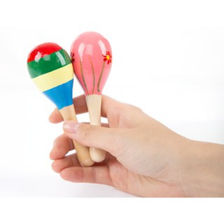 Lục lạc gỗ đầu tròn cho bé (Nhiều mẫu màu sinh động)