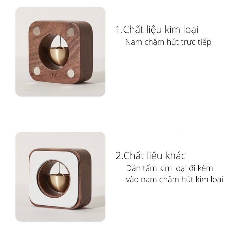 [Copper Bell Mới Về]Chuông Cửa Chuông Gió Hình Vuông Chất Liệu Đồng Thâu Gỗ Óc Chó Âm Vang Dễ Chịu