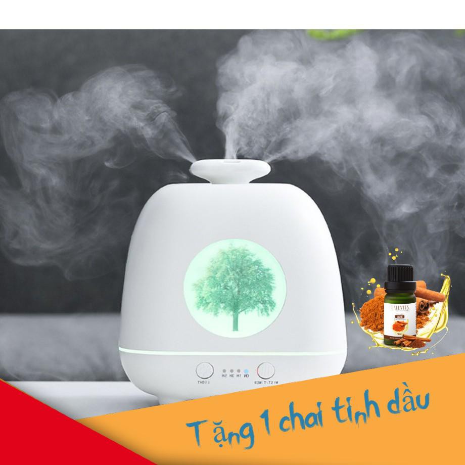 Máy xông tinh dầu, phun sương giả gốm sứ hoa 4 mùa kiêm LED 7 màu cao cấp 2019