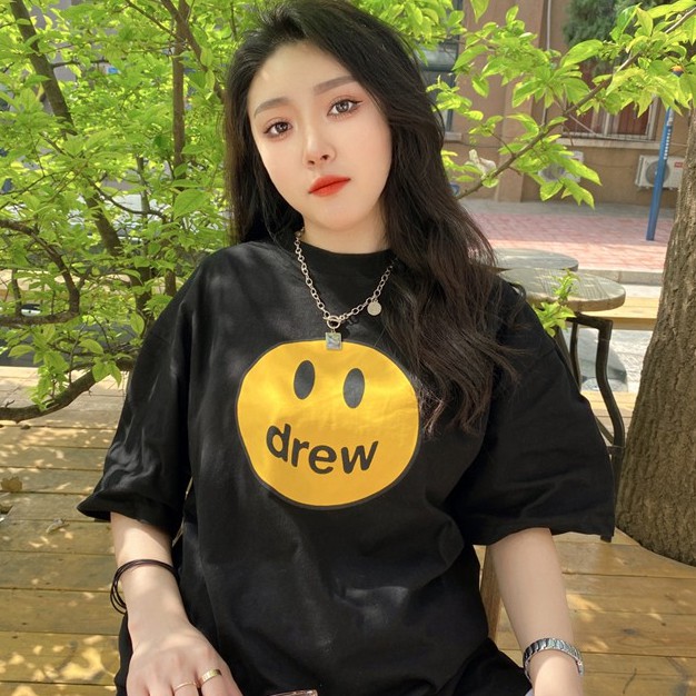 Áo phông drew nữ form rộng tay lỡ unisex, áo thun drew nữ form rộng tay lỡ unisex cotton AT065 Miucho in logo