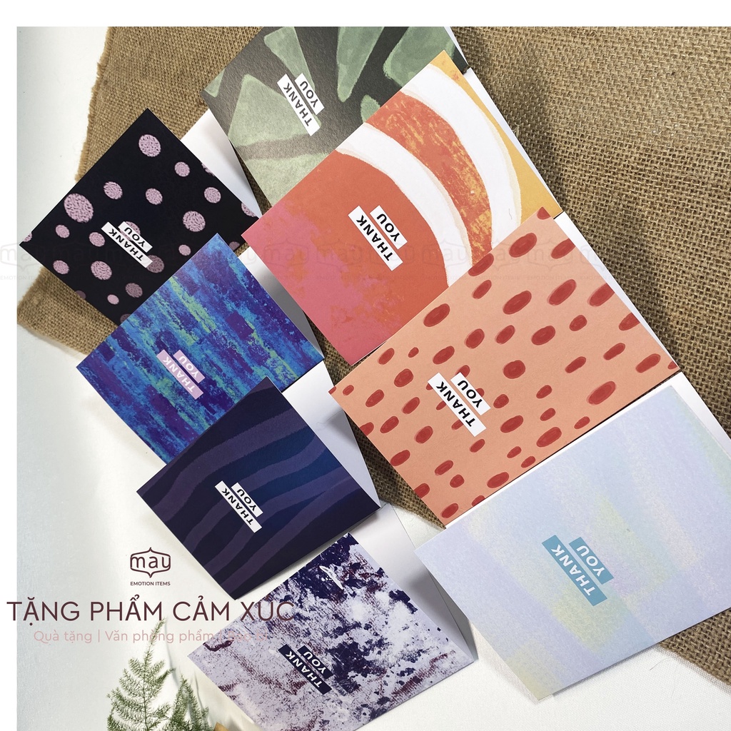 Thiệp cảm ơn thiết kế hiện đại kèm phong bao và sticker xinh