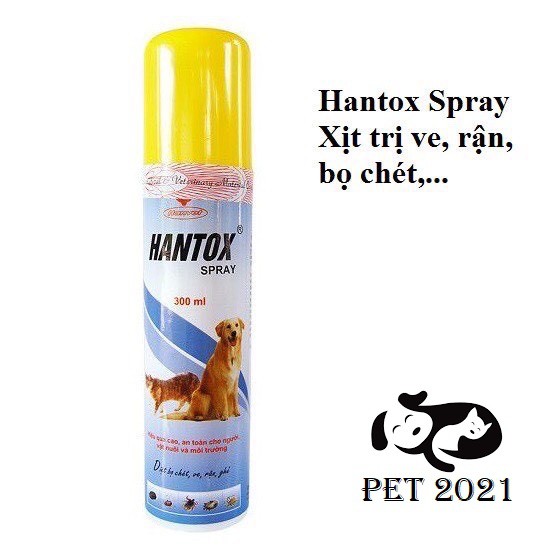 Chai Xịt Hantox Spray 300ml  Trị Ve Rận, Bọ Chét... Ở Chó Mèo Thú Cưng - PET 2021