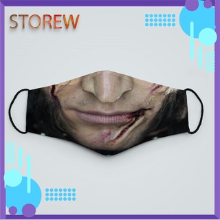 khẩu trang vải rẻ Halloween_3566 STOREW chất liệu polyester cotton 100%,  chống bụi in họa tiết 3d unisex