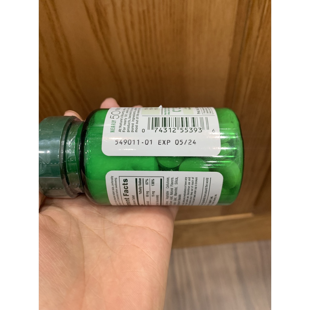 Vitamin C và Kẽm - Nature's Bounty - Tăng đề kháng, Tăng cường hệ miễn dịch - 60 viên