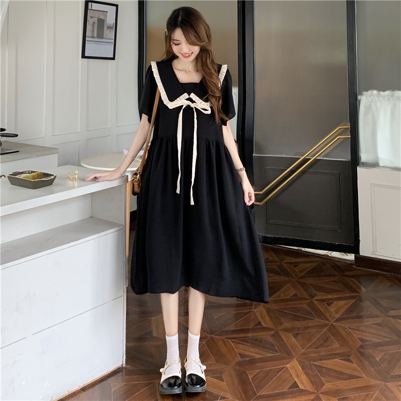 Đầm xòe Perty cổ búp bê phong cách Hàn Quốc thời trang ngọt ngào cho nữ