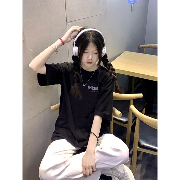 Áo thun SELVZE tay ngắn dáng rộng chất liệu cotton cao cấp họa tiết in thời trang phong cách Mỹ cho nữ