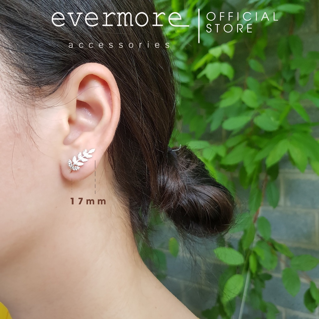 Bông tai bạc chiếc lá EVERMORE, bông tai bạc chiếc lá may mắn thanh lịch, minimalism - H041