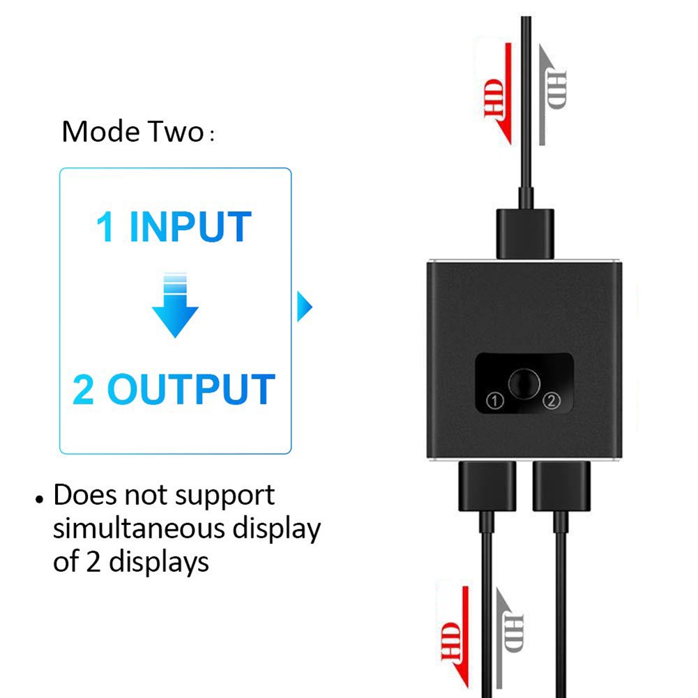 HDMI Switch 4K Aluminum Alloy Updated Bi-Directional HDMI Switcher 1 in 2 Out or 2 in 1 HDMI Switch Splitter