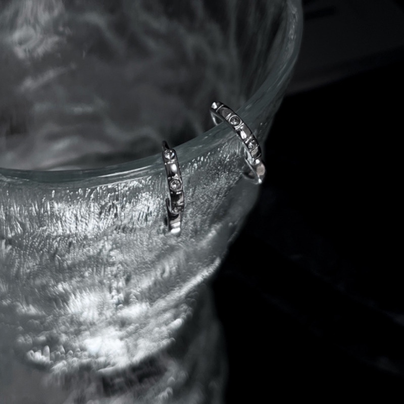 Bông tai chuôi bạc 925 hình vòng tròn đính kim cương phong cách Hàn Quốc sang trọng 19A1589