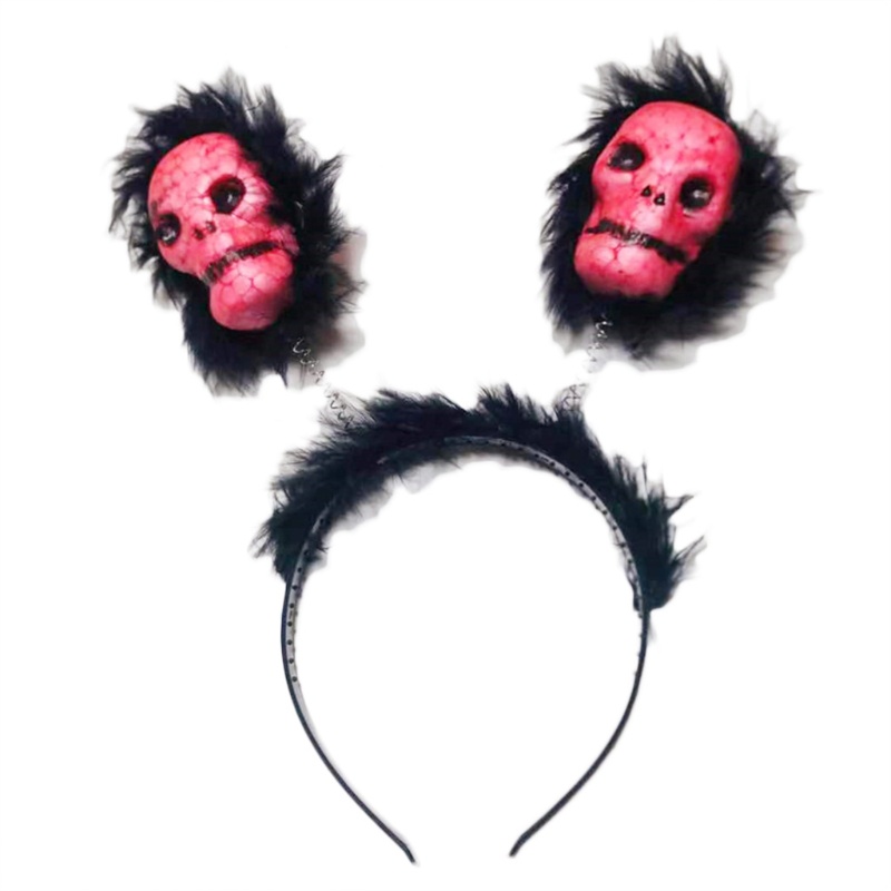 Băng Đô Đầu Lâu Lông Dài Hóa Trang Halloween