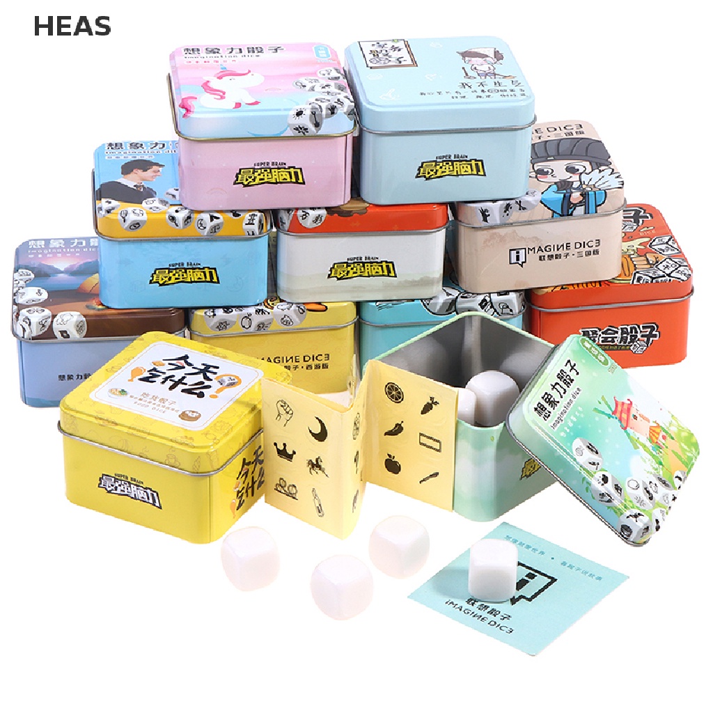He Story Dice Puzzle Board Game Telling Story Metal Boxes  with Children Game id