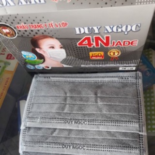 Khẩu trang duy Ngọc xám 4 lớp dày dặn có giấy kháng khuẩn