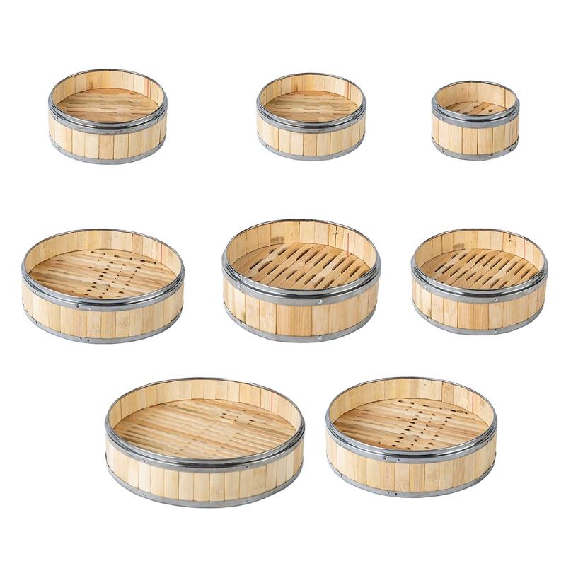 Xửng hấp bánh bao bằng tre không có nắp bằng thép không gỉ