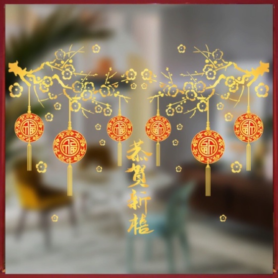 Decal trang trí Tết Hít Tĩnh Điện -