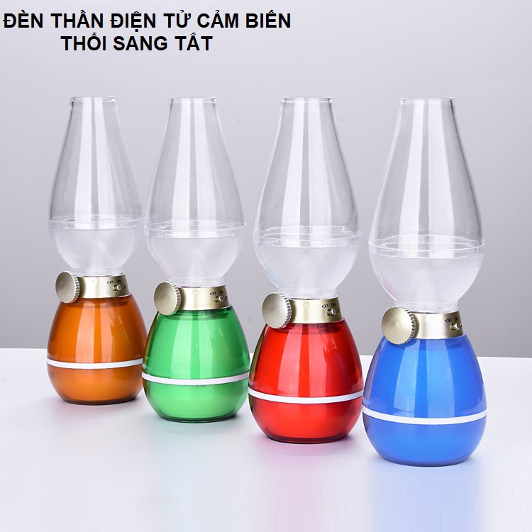 Đèn dầu điện cảm ứng đèn thần cảm ứng đèn thờ cúng điện tử LED thổi tắt mở loại xịn