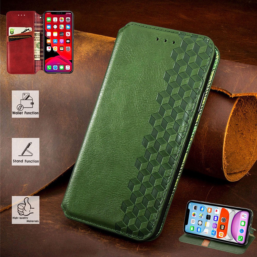 Samsung galaxy S21 Ultra Plus 5G S21Ultra S21Plus Card Slot Phone Case PU Luxury Leather Wallet Magnetic Attraction Flip Cover Dark Green Business Stand Casing Holder