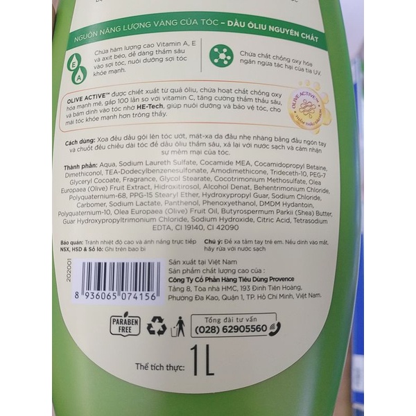 Dầu gội Ôliu 1Lít /650ml chắc khỏe ,bồng bềnh