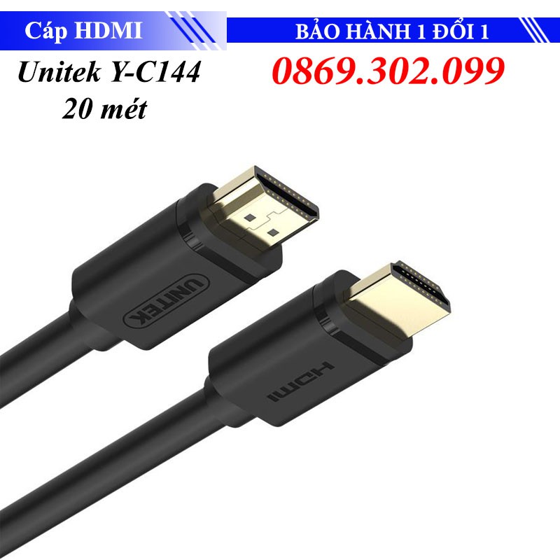 Dây cáp HDMI 2 đầu đực Unitek Y-C144 dài 20m