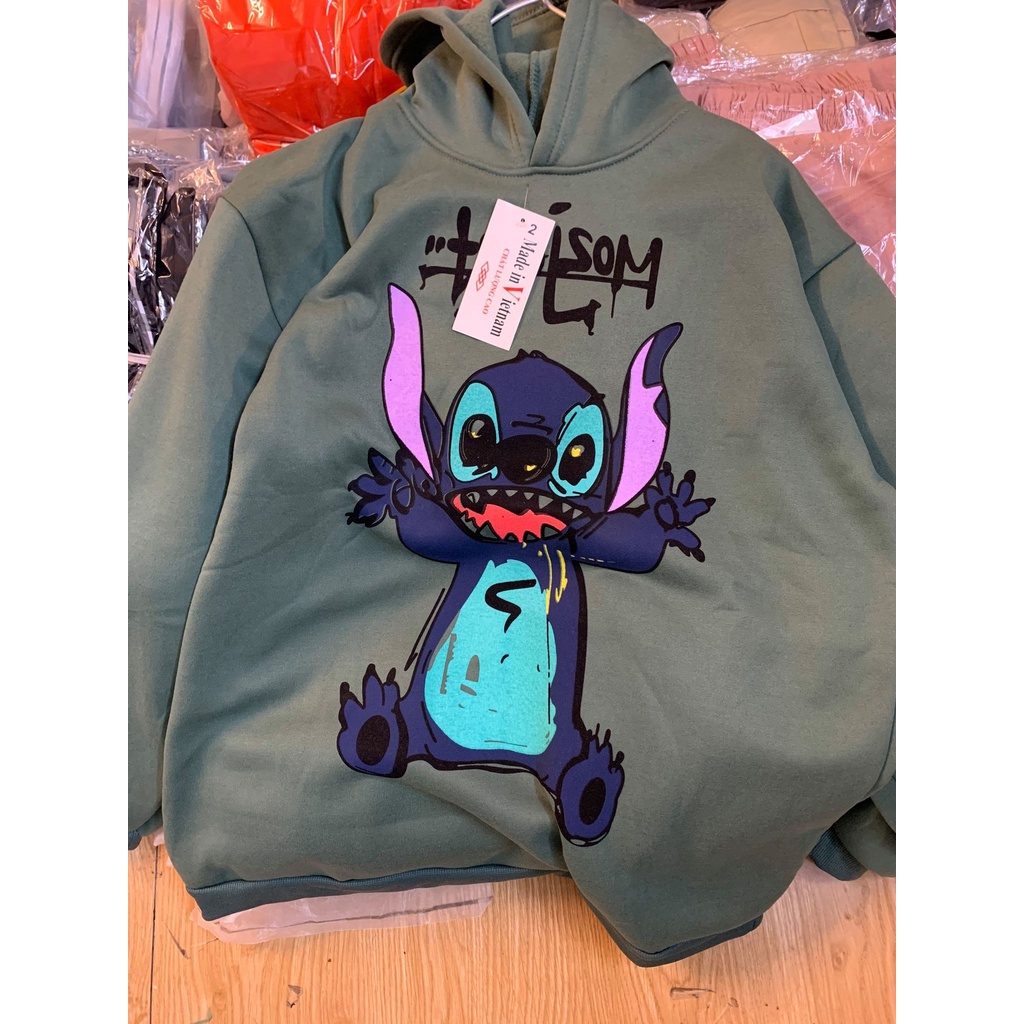 Áo Hoodie Unisex Chuột Stitch chất Liệu Nỉ Bông Xuất Hàn Cao Cấp