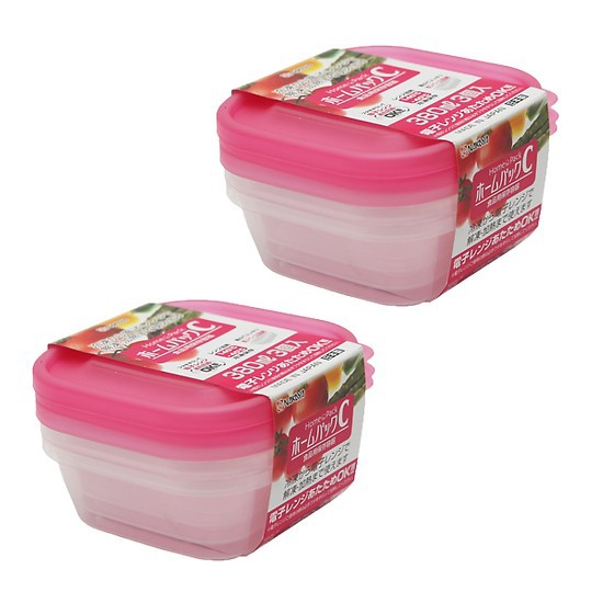 Set 3 hộp nhựa đựng thực phẩm Nakaya 380ml màu hồng, màu xanh, màu trắng made in japan