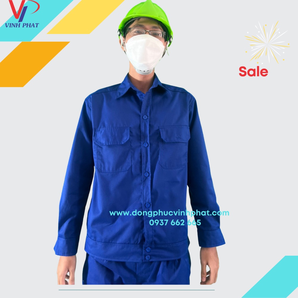 Đồ Công Nhân Bộ Bảo Hộ Lao Động Đồng Phục, Quần Áo Màu Xanh Sửa Xe Vải Kaki Loại 1 Mềm Mát Đủ Size