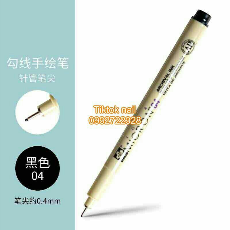 bút mực màu đen vẽ họa tiết nail sakura micron nét
