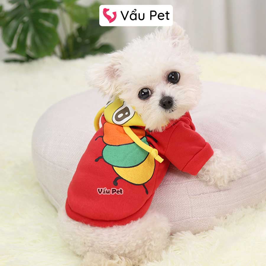 Áo cho chó mèo Nỉ thú có mũ mùa đông - Quần áo cho chó poodle, con, lớn, mèo, thú cưng Vẩu Pet Shop