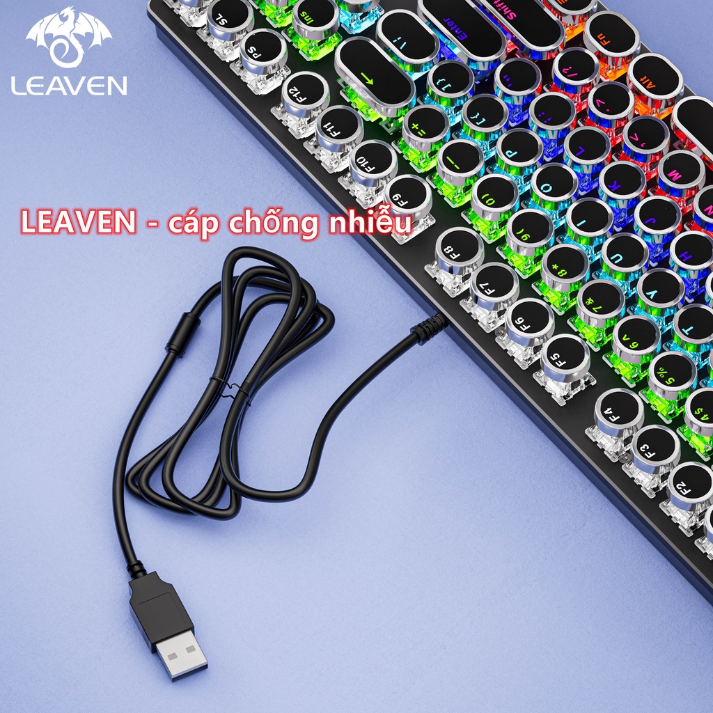 Bàn phím máy tính Bàn phím cơ LEAVEN K550 Punk 87 phím Hiệu ứng ánh sáng RGB bàn phím cơ gaming
