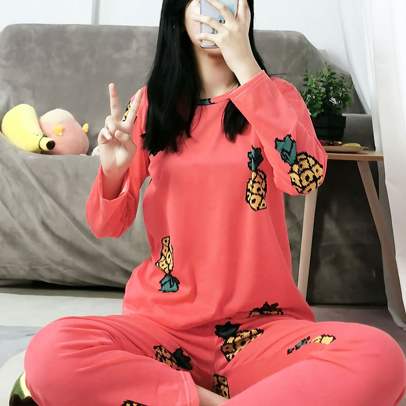 Set đồ ngủ ECMLN tay dài in họa tiết đáng yêu thời trang phái nữ