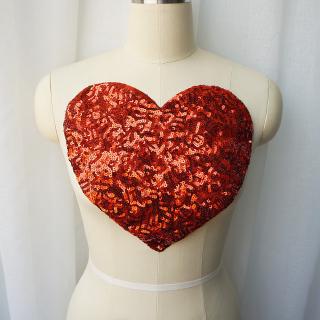Lớn Sequin Đỏ Trái Tim Tình Yêu May Trên Miếng Dán Huy Hiệu Túi Mũ Quần Jean Áo Đính Thủ Công